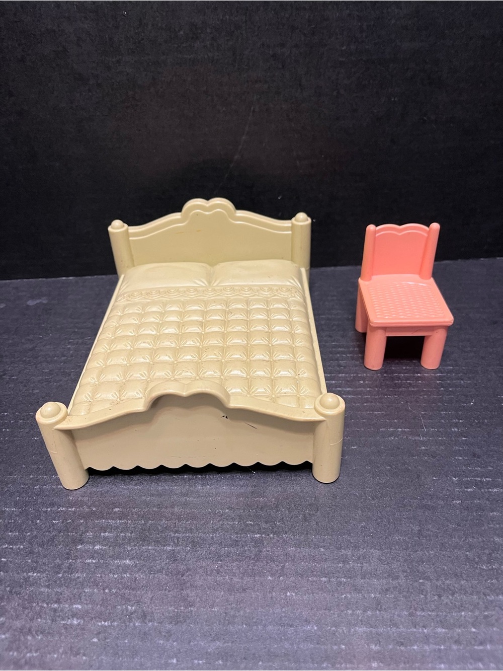 Vintage playskool dollhouse furniture- bed and chair